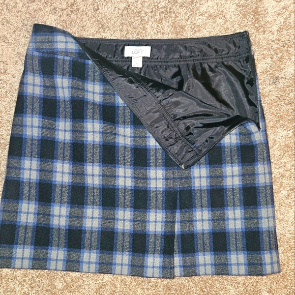 Loft Wool Blend A Line Skirt Side Zip Lined Plaid NWOT sz 4 - Picture 3 of 4